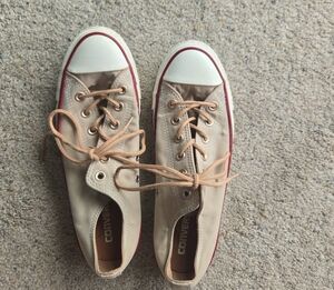 Converse Tan and White Low-Top Sneakers with Vintage Design